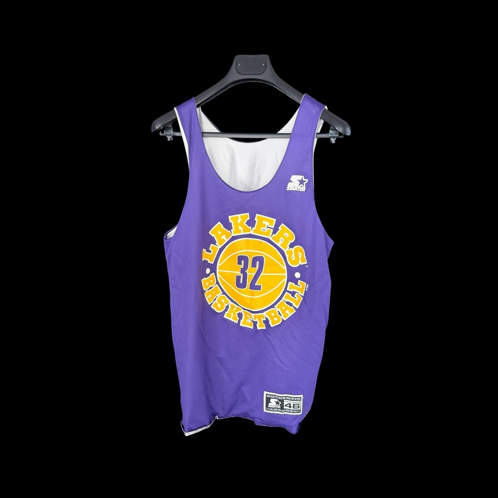 Vintage Starter Los Angeles Lakers Magic Johnson 32 Reversible Jersey Mens 46